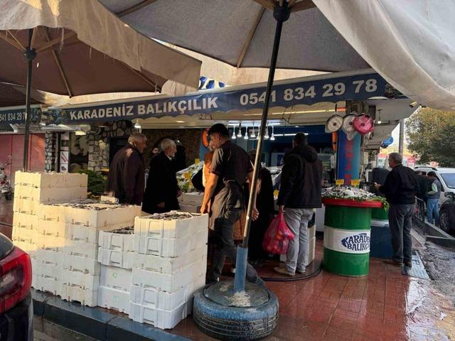 3 kilogramı 100 lira olan hamsiye Iğdırlı vatandaşlardan büyük ilgi var.